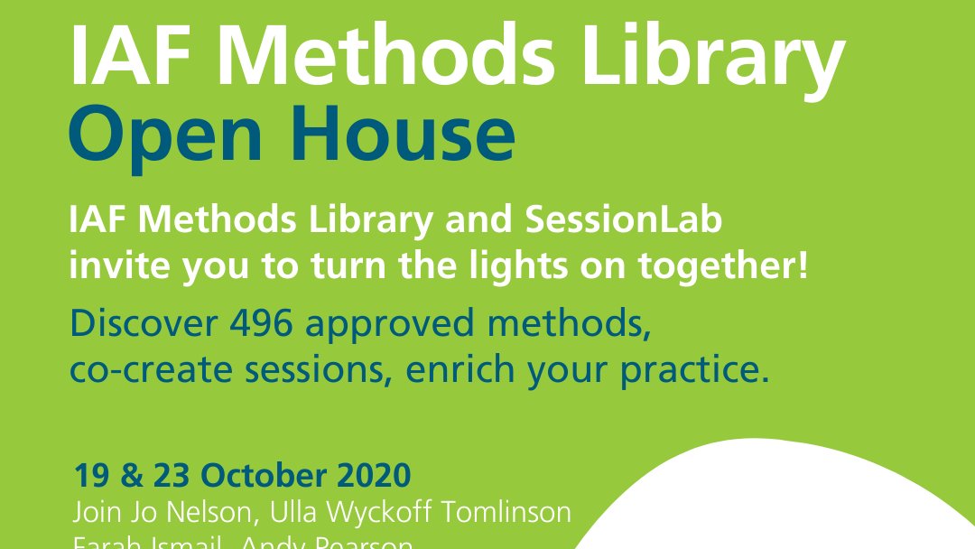 IAFacilitators's tweet image. Join IAF Methods Library and @SessionLab to turn the house lights on together. Discover 496 approved methods, co-create sessions and enrich your practice!  Register for free at facweek.org and join them on 19 and 23 October 2020! #facweek