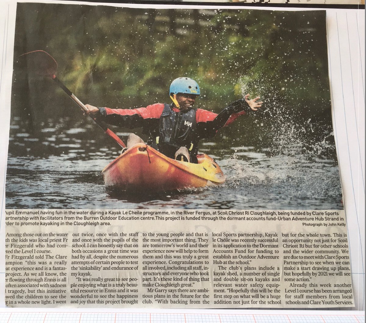 criostri's tweet photo. Kayak le Chéile making a splash in the @ClareChampion & @ClareEcho this week.
@Claresports @ActiveFlag @sportireland
#ActiveClare #UrbanAdventureHub https://t.co/qpgaCgwT4i