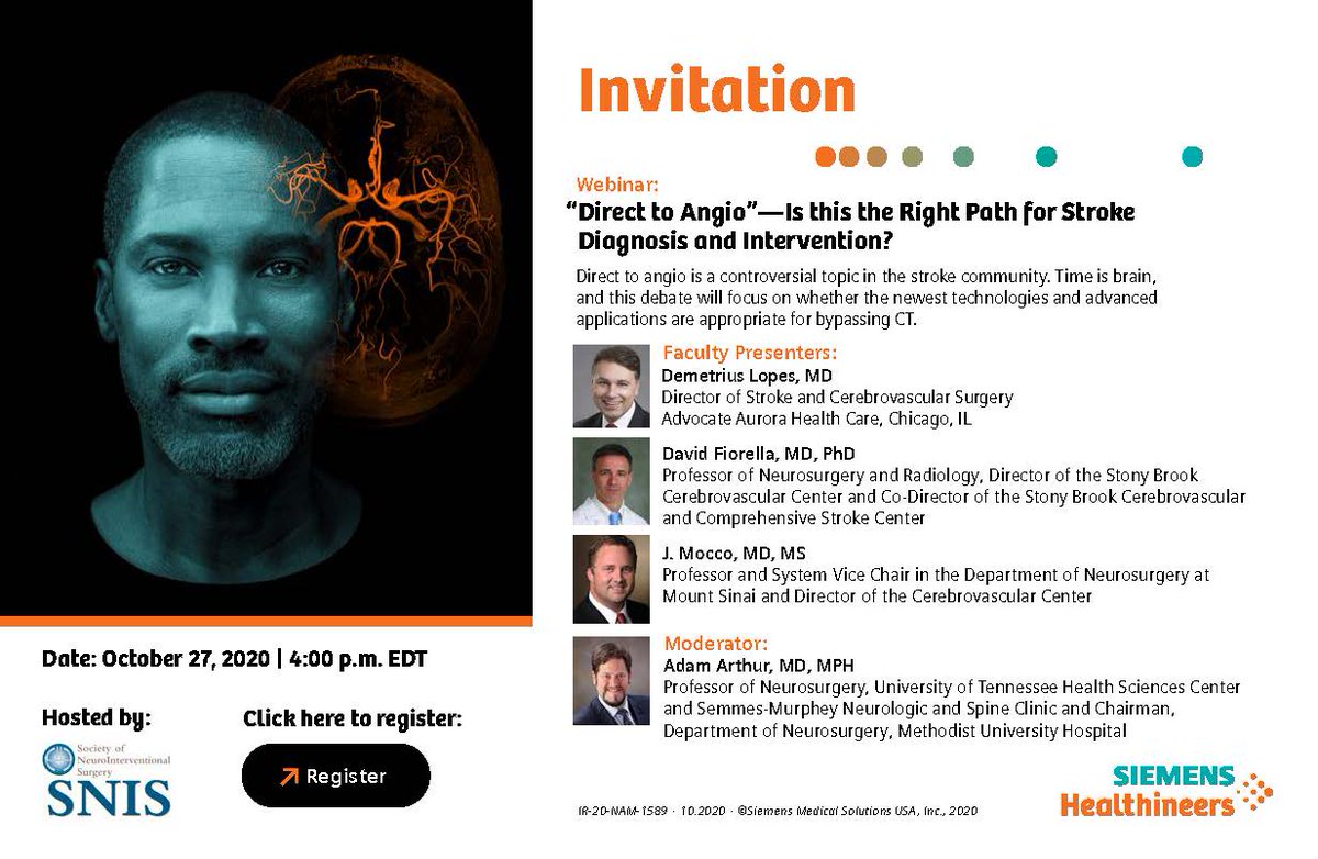 SNISinfo's tweet photo. WEBINAR: Join @SiemensHealth's today at 4 p.m. EDT for a webinar on "'Direct to Angio'—Is this the Right Path for Stroke Diagnosis and Intervention?" Register is still open ➡️ https://t.co/SqISGP2KcI https://t.co/AzmdNIrL2a