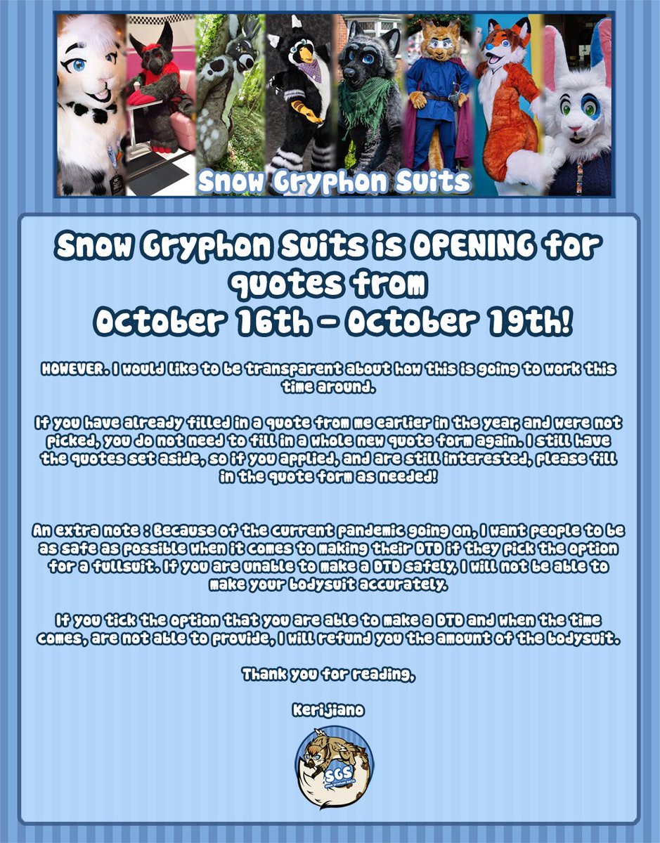 SGSuits's tweet photo. Please read - I will post the quote form tomorrow at 9:30 am GMT for three slots! https://t.co/V11sn2HDYA