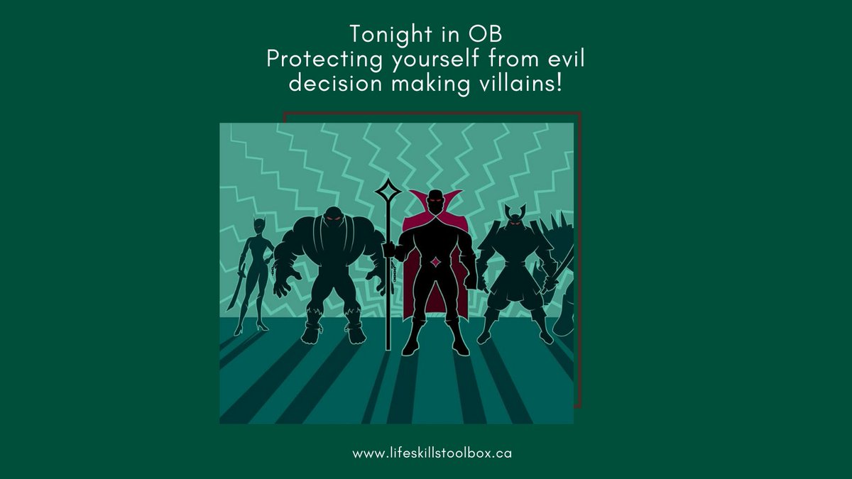 Welcome to week 2 of our free OB class! Tonight we will discuss decision making biases and how they can wreak havoc on your ability to make good decisions. You must register to participate. lifeskillstoolbox.ca/join-our-ob-cl…