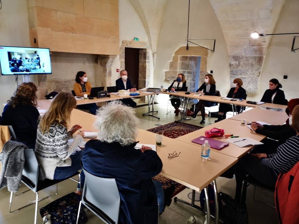 IMECArchives's tweet photo. [RENCONTRES POÉTIQUES]
Matinée de travail pour le lancement de la 12e édition, consacrée à Christophe #Tarkos à #imecarchives avec les professeurs engagés dans le projet cette année. À suivre prochainement sur les réseaux de l'IMEC ! #patmo #caisses #lemomotment #normandie #caen https://t.co/DbLlg8WDpk