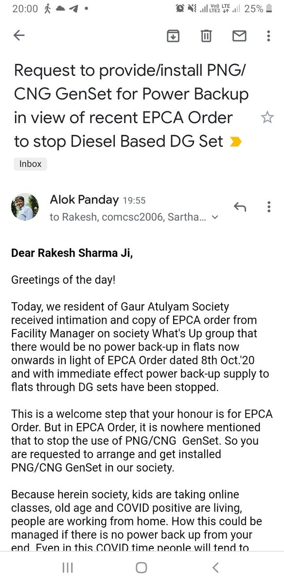 caalokpandey200's tweet photo. @ptshrikant @CMOfficeUP आदरणीय श्री श्रीकांत शर्मा जी, आपसे अनुरोध है कि EPCA के वर्तमान आदेश को संज्ञान में रखते हुए @gaursons_india @GaursonsL @gaursons को दिशा निर्देश दें कि गौर अतुल्यम सोसाइटी में PNG/CNG Electric GenSet लगवाये। संज्ञान हेतु ईमेल संलग्न। https://t.co/9rCSsssvjD