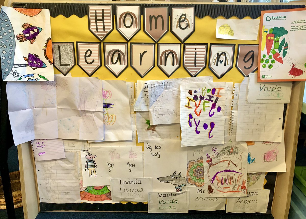 Our home learning wall is completely full - I’m struggling to find space! But how gorgeous is all of their work? 😍 #soproud #homelearning #homework #EYFS #earlyyears <a href="/theharmonytrust/">The Harmony Trust</a>