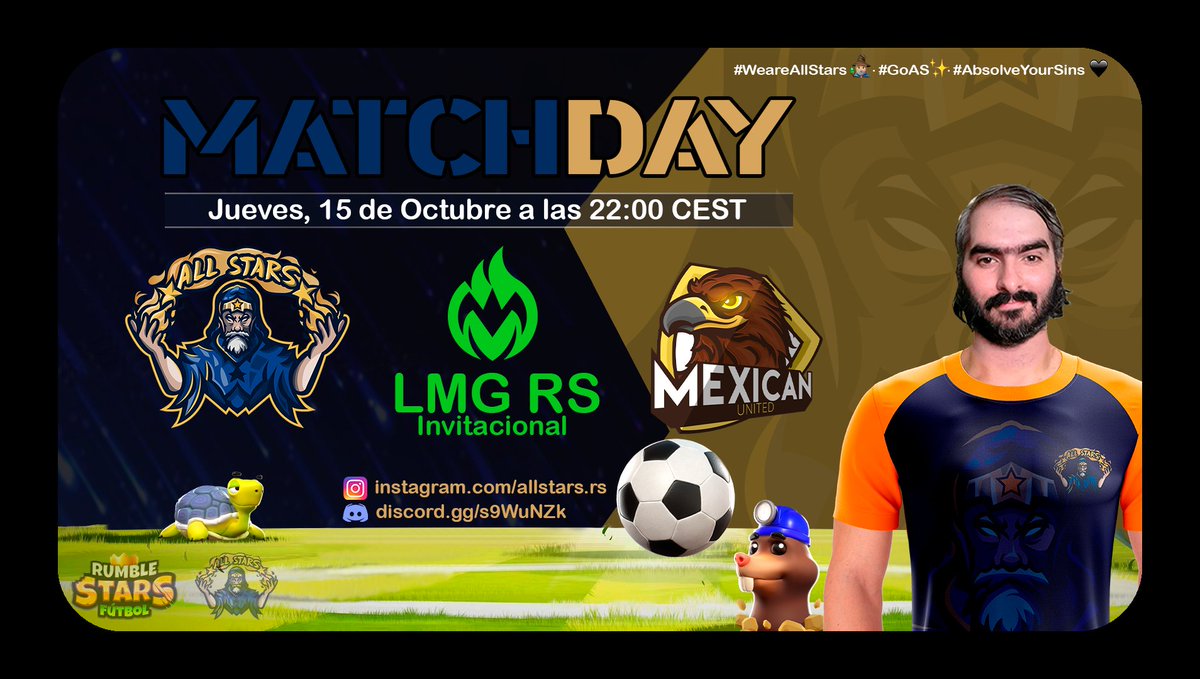 Hoy da comienzo el torneo invitacional de la <a href="/LMGRumbleStars/">Rumble Stars •LMG•</a> al cual estamos invitados y en el que vamos con la intención de dar lo mejor de nosotros e intentar traernos el trofeo para casa.

¡¡Nos dejaremos los dedos en el intento!!

Suerte para hoy <a href="/Mexican_United1/">Mexican United</a> 

#GoAS✨