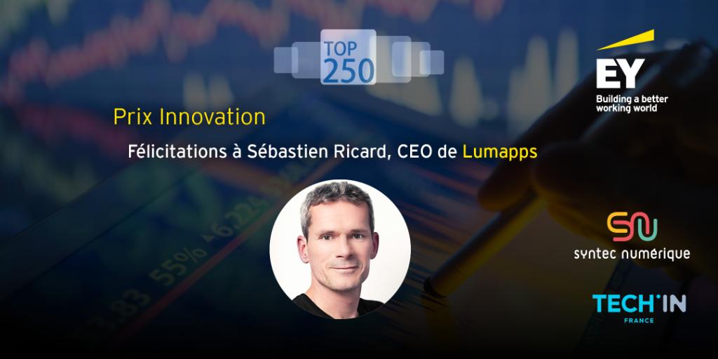 EYFrance's tweet photo. Bravo à @LumApps et son CEO Sébastien Ricard, qui remporte le trophée #Innovation du #Top250Num 2020 ! @syntecnumerique @TECHINFrance https://t.co/pftzIRS8E5