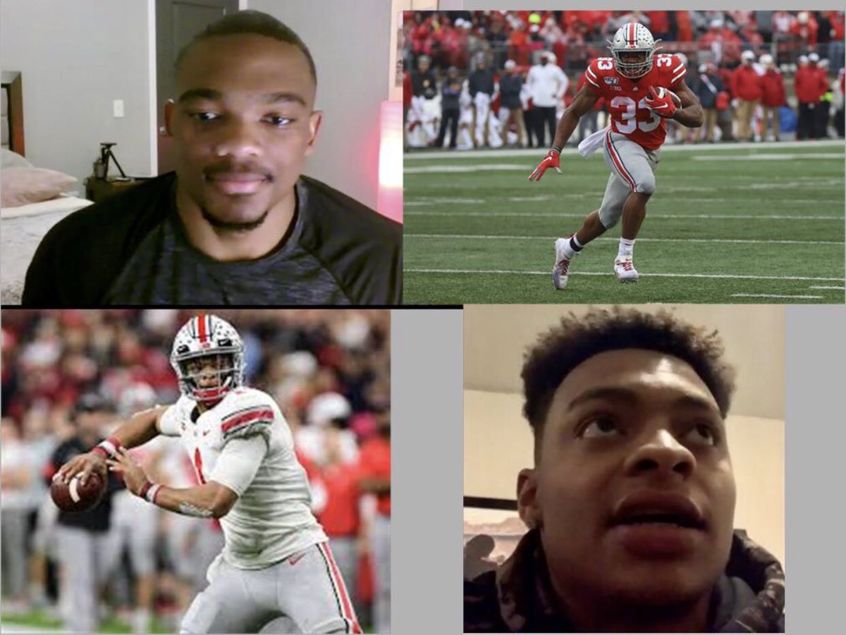 CapitalU_FB's tweet photo. We’d like to extend a huge “thank you” to .@OhioStateFB players .@MasterTeagueIII and .@justnfields for sharing their Christian journey during our TEAM meeting last night. They’re Incredible young men, incredible leaders and men of character.
#CapFootball #RYFP https://t.co/aDYi7FGvRL