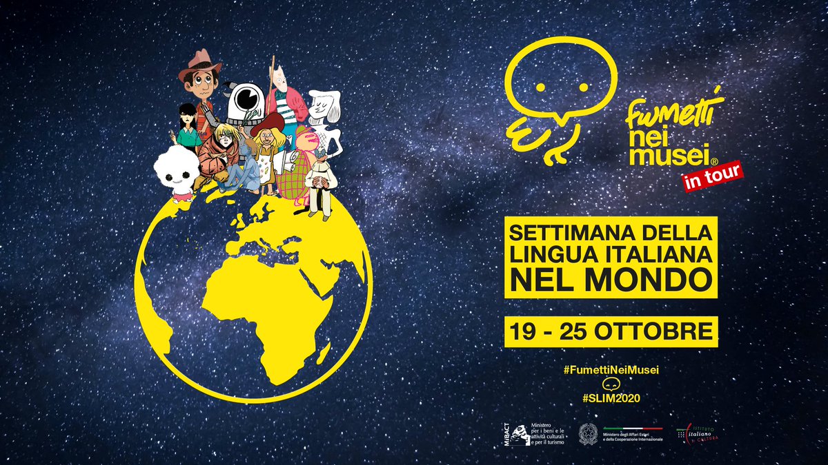 #FumettiNeiMusei protagonista di #SLIM2020 Settimana della Lingua Italiana nel Mondo "L'italiano tra parola e immagine: graffiti, illustrazioni, fumetti". Il 19/10 #MiBACT e <a href="/ItalyMFA/">Farnesina 🇮🇹</a> presentano le attività realizzate per raccontare il dialogo tra la nostra lingua e la nona arte.