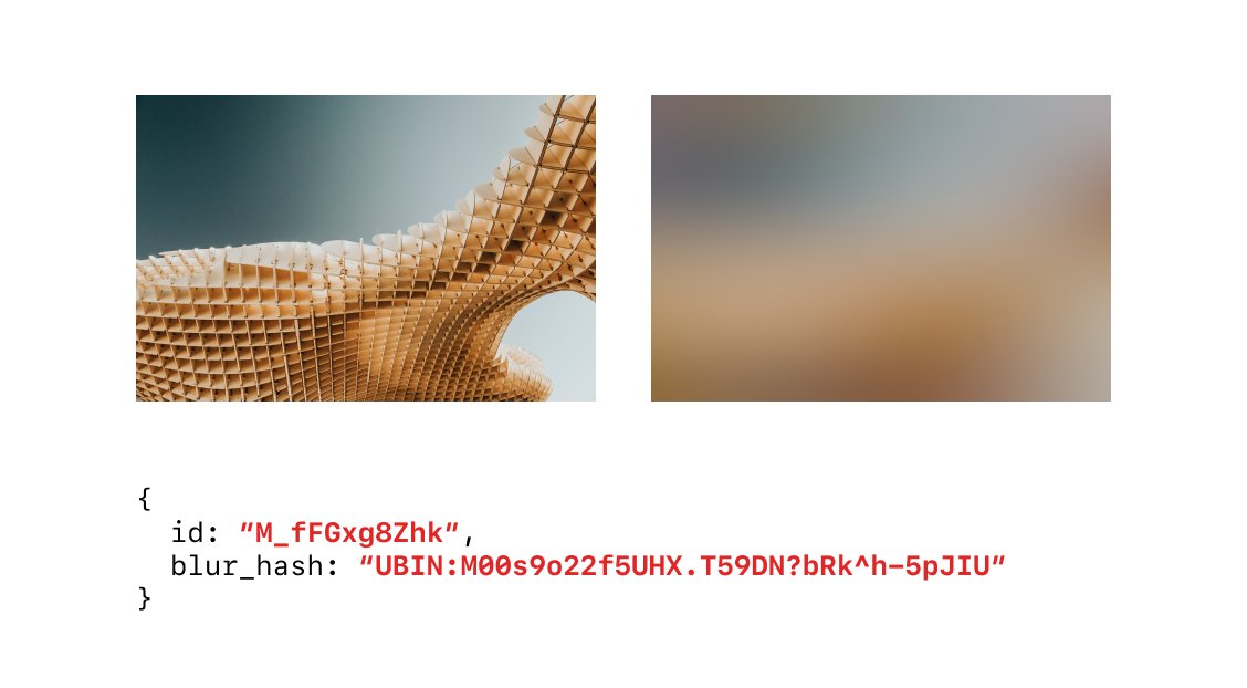 lukechesser's tweet image. We just added blurhashes to the @unsplash API. All 2M+ images now have a compact 20-30 character string that represents a visual placeholder of the image. Huge visual improvement over dominant colors