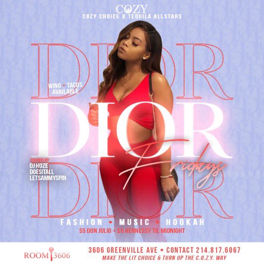 CozyHospitality's tweet photo. Weekend. Full. Of. Vibes. Let’s Goooooo !
• #DiorFridays Room3606
• #Cozyheroes Day Party
• #SuccessSaturdays Level Uptown
Sections almost sold out https://t.co/ISmUsNM1sv