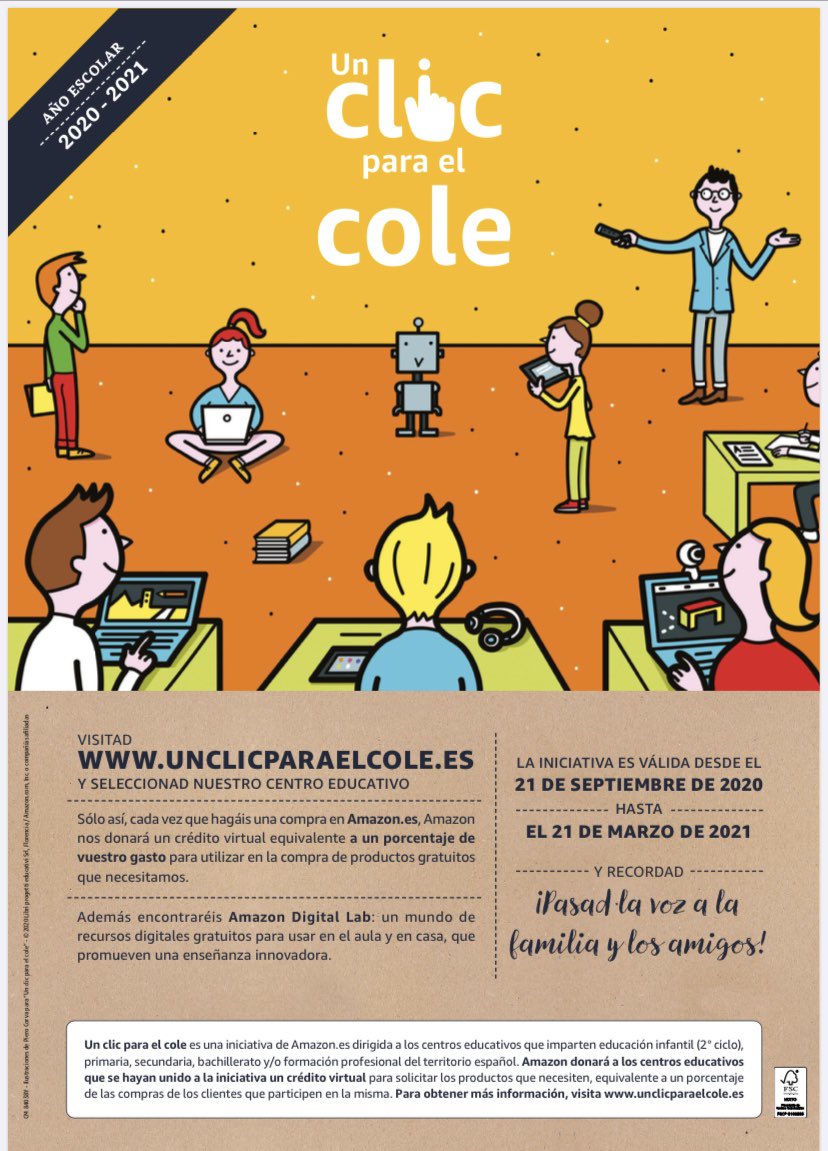 avemariamalaga's tweet photo. Amazon lanza una campaña para ayudar a los centros educativos. Si compras en Amazon podrás donar a nuestro centro, sin coste para ti, un crédito virtual para material. 

La forma de hacerlo es entrando en https://t.co/osecMkyvVv y eligiendo nuestro centro Escuelas del Ave María. https://t.co/5fFhSKthzj