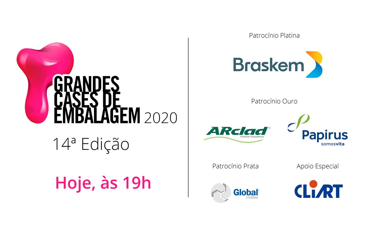 Cliart's tweet photo. PRÊMIO GRANDES CASES DE EMBALAGEM, 14ª EDIÇÃO
Dia 15 de outubro, às 19h
Transmissão, ao vivo: YouTube (@EmbalagemMarca)
Organização: @pckg_academy
Apoio especial: @Cliart
@GrandesCases
#Braskem #ARclad #Papirus #GlobalMoldes #Cliart #embalagem #packaging https://t.co/S2Huat9tWd