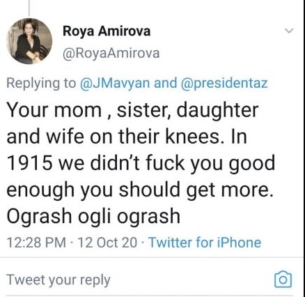 MariamK40423764's tweet photo. @atatoyan @OmbudsArmenia Inhumanity, barbarism and violence are the nature of #Turkish and #Azerbaijan| nation. They are a real threat for humanity. They are preparing for second #Genocide not being punished for the first one in 1915. #StopTurkishTerrorism #StopAzerbaijainiAggression #StandUp4Humanity https://t.co/6XaetcuDnH