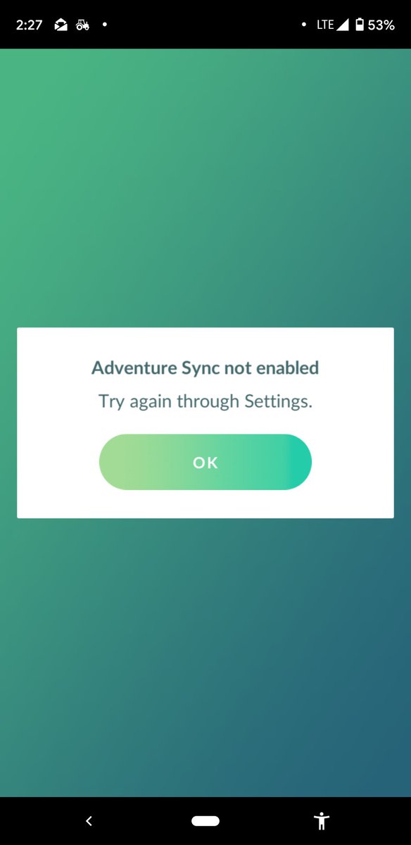 GamerDad39's tweet photo. @NianticHelp POGO app updated this morning but now, Adventure Sync won't turn on. https://t.co/l4juEDLXWE