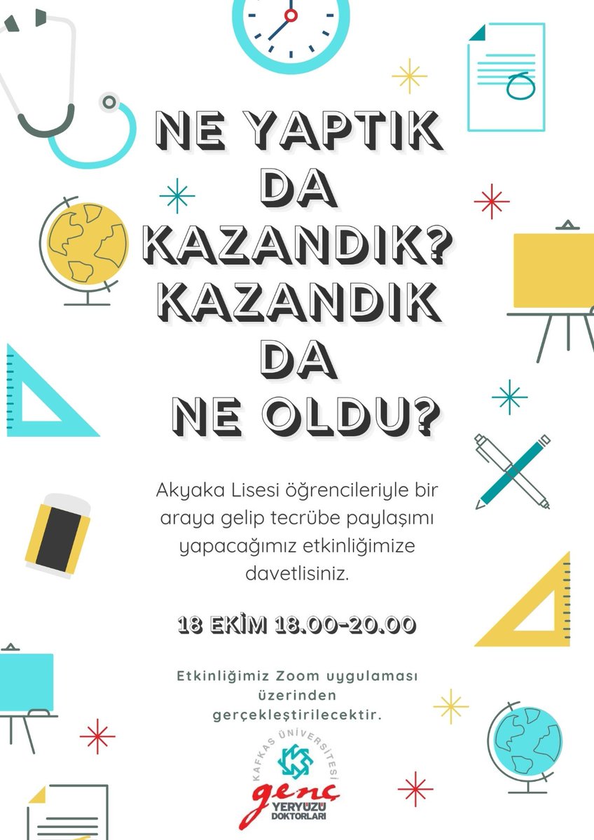 kafkasgencyyd's tweet photo. NE YAPTIK DA KAZANDIK, KAZANDIK DA 
NE OLDU ? ✍️
Kafkas Genç Yeryüzü Doktorları Topluluğu olarak pandemi😷 sürecinde online şekilde Kars'ta bulunan Akyaka Lisesi 11 ve 12.sınıf öğrencileri ile beraber sohbet eşliğinde buluşma gerçekleştireceğiz.☕
#iyilikicingenclik #gencyyd https://t.co/Kkejrj9xWl