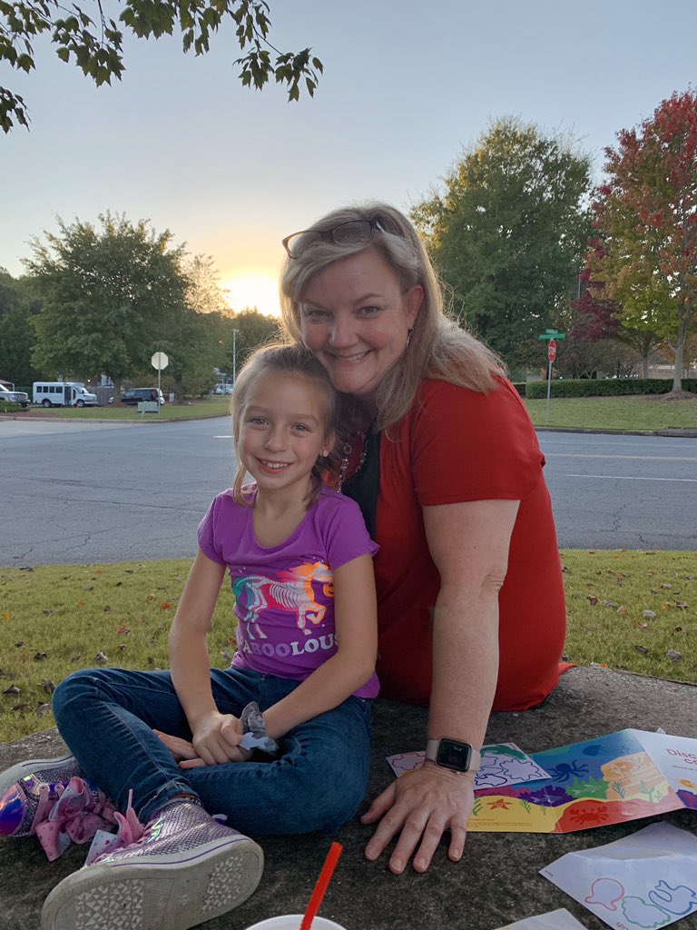 At the end of last school year, Ms. Rowell gave her students a journal to help her students build their writing skills over the summer. Stella was 1 of 2 students who turned their journals in &amp; as a reward got to go on a Chick-fil-A picnic with her teacher. 🍎

#bestteacherever