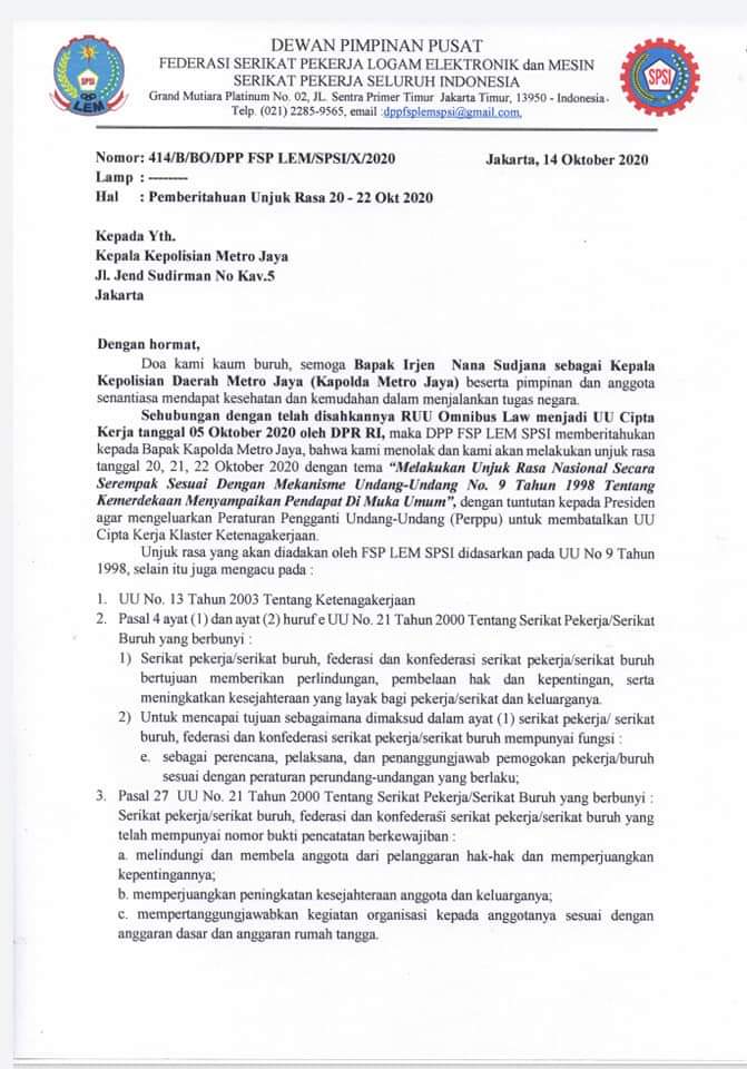 FspLem's tweet photo. Panjang Umur Perlawanan
@DPR_RI
@KemnakerRI
#TolakOmnibuslaw
#PerpubatalkanOmnibuslaw
#Mositidakpercaya
#Fsplemspsi
#BangkitBergerakSatuKomando https://t.co/qCWrehjxsj