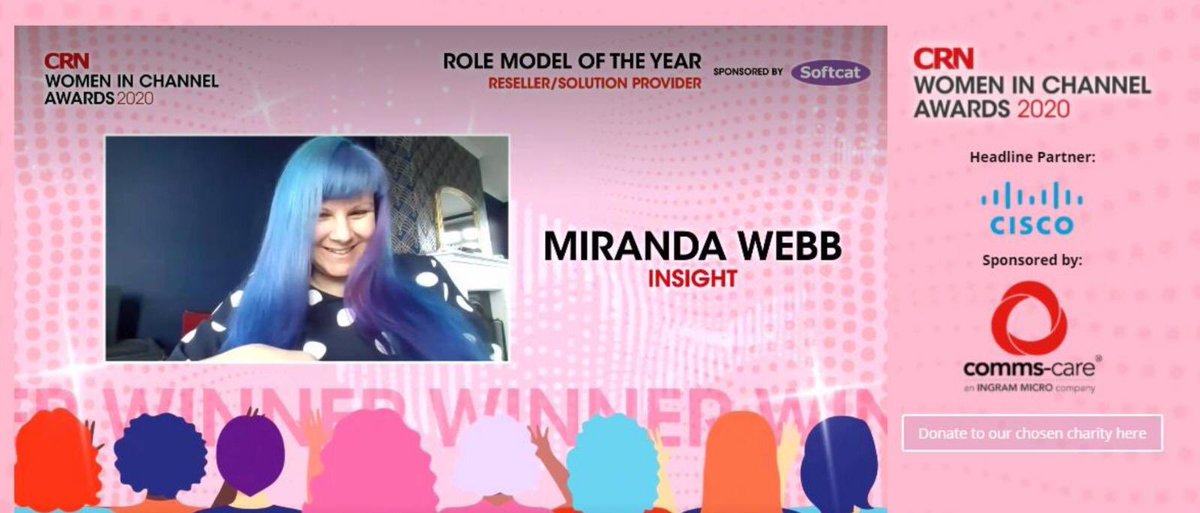 mirandakaywebb1's tweet photo. Erm, so this happened! Miranda Webb: @CRN_UK #womeninchannel “Role Model of the Year” 2020. #womenintech #womeninSTEM @Insight_UK @CommsCare https://t.co/lGvGF5pcOW