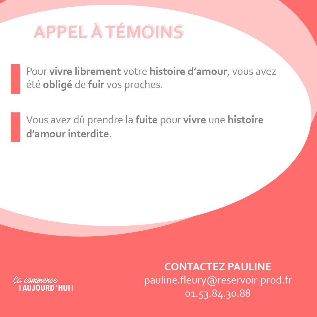 📣 Appel à témoins #CCA 
Contactez Pauline :
📧 pauline.fleury@reservoir-prod.fr
📞 01.53.84.30.88