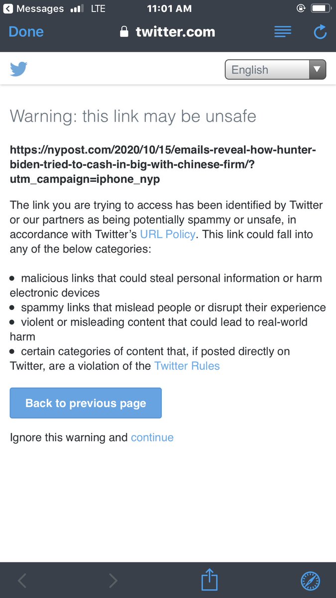 Of45Fan's tweet image. #BigTechElectionInterference  When you go to the link to the NYPost  for this article you get this 👇🏻