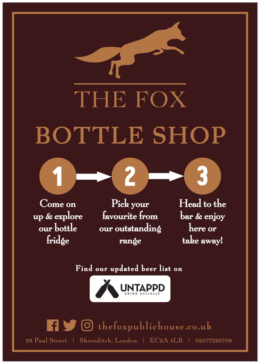 Have you seen our Bottle Shop here at the Fox? Constantly changing interesting beers from around the globe you will surely find one to your liking! Follow us for regular updates on new arrivals &amp; deals! #FoxBottleShop #thefoxshoreditch