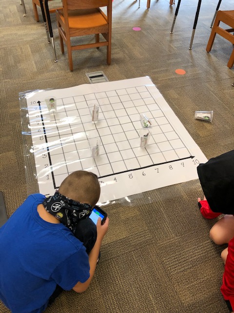LibrarianMrsL's tweet photo. We placed our "zombies" at the given coordinates and coded the Spheros to knock them over!  @CowetaSTEM @amanda_scogin https://t.co/rJIoJBXC5H