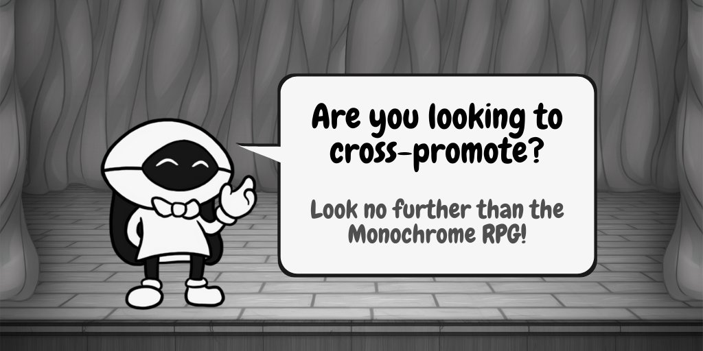 ottojokes's tweet image. Are you an #indiedev looking to boost your work? Look no further than the Monochrome RPG!⁠
⁠
If you'd like to learn more about cross-promoting with us, learn more here! ⁠
⁠
info.dvnc.tech/cross-promo⁠
⁠
#crosspromo #indiegamedev #rpg