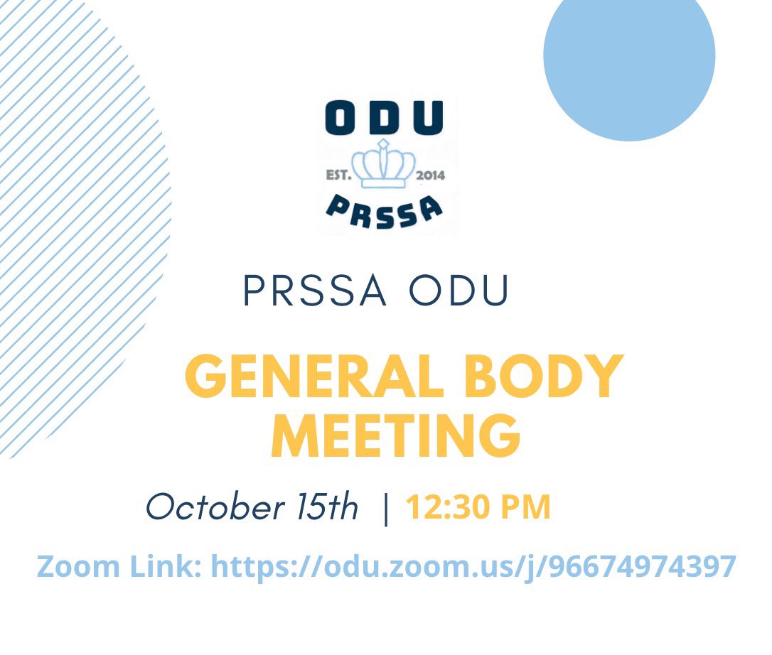 PRSSA_ODU's tweet photo. Come out to our PRSSA virtual meeting TODAY at 12:30!! Check the flyer for the link🤗 https://t.co/s4UgYvkuLc