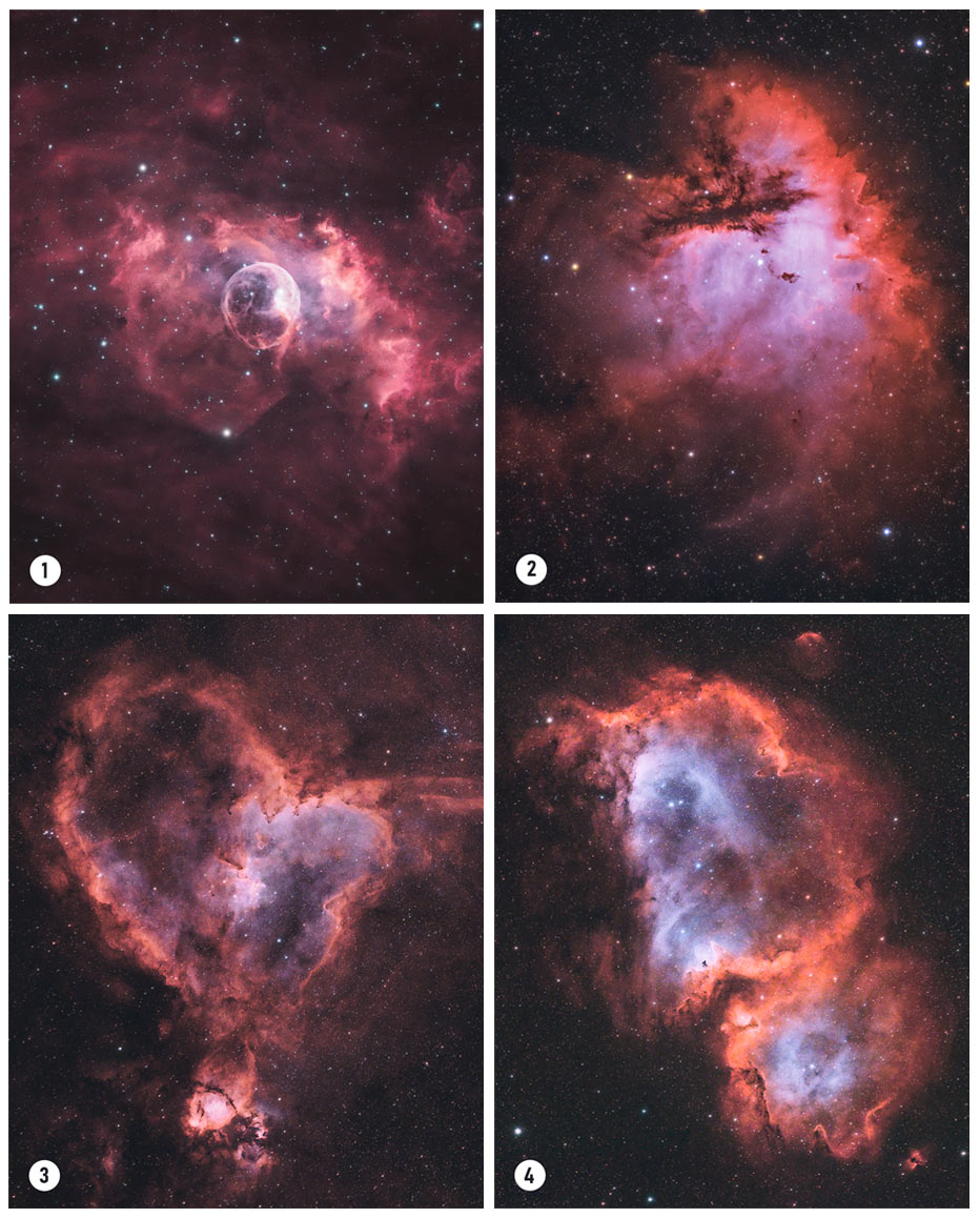 Beautiful nebulae in the constellation Cassiopeia...

all photographed from home with my telescope

1. Bubble Nebula
2. Pacman Nebula
3. Heart Nebula
4. Soul Nebula

#Astrophotography