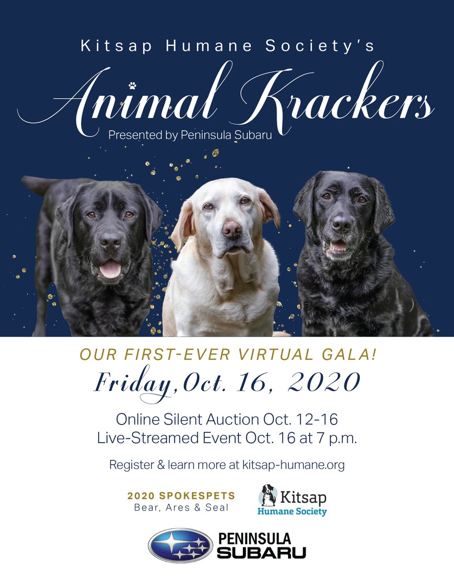 VisualOptions's tweet photo. HAPPENING NOW!  Just a friendly reminder that this year’s Kitsap Humane Society’s “Animal Krackers” Online Silent Auction is currently open at https://t.co/OHy5QDYI4a.  Registration is free.  The Virtual Live Gala will be livestreamed tomorrow, Oct. 16 from 7-8 p.m. https://t.co/kXLGPABpTA