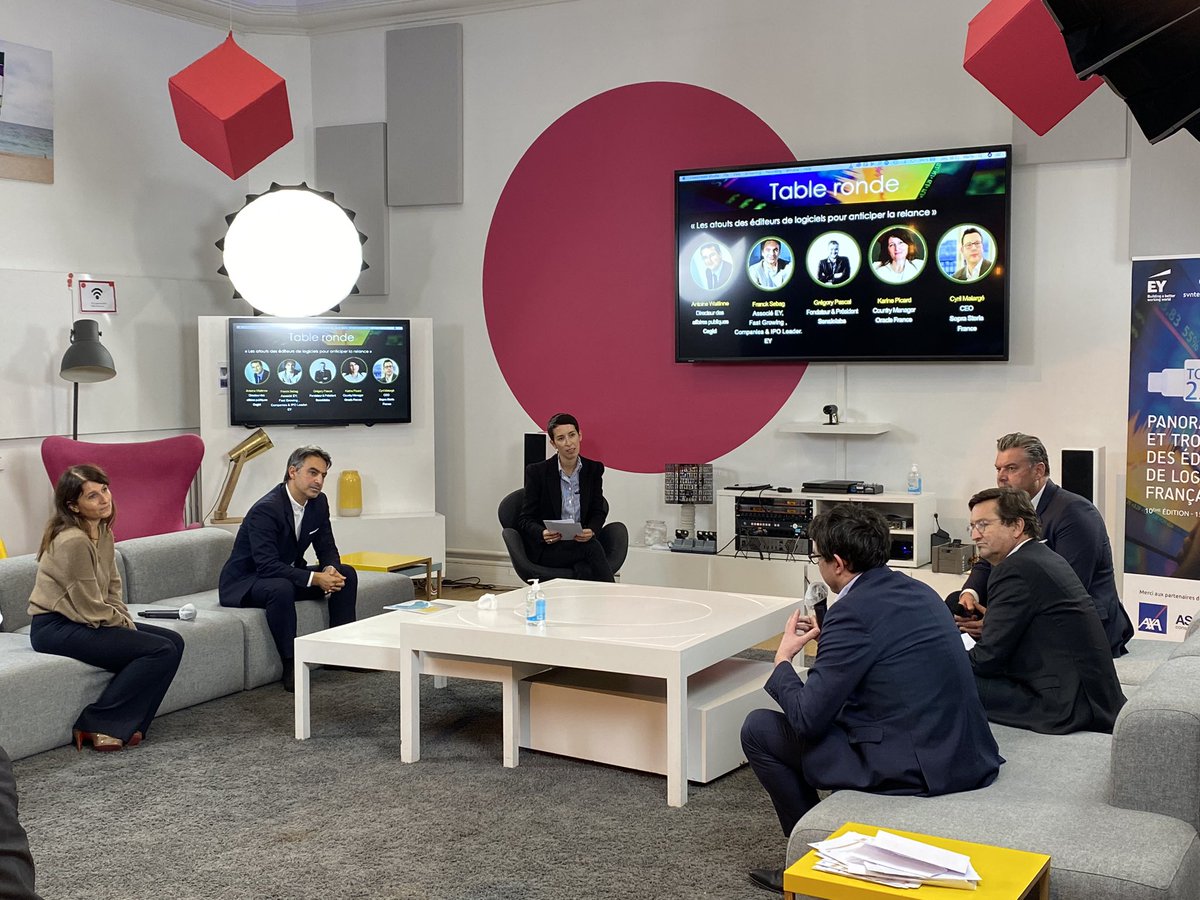 celine_tarlet's tweet photo. #Top250Num Table ronde « les atouts des éditeurs de logiciels pour anticiper la relance » avec la participation de @frsebag. @EYFrance @TECHINFrance @syntecnumerique @JCPernet https://t.co/dGvt2X7mMk
