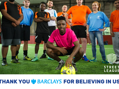 StreetLeagueUK's tweet photo. Street League has been chosen as one of 100 charities to receive £100,000 from Barclays' COVID-19 Relief Programme. This will fund urgent crisis kits for 1,000 young people at risk of long-term unemployment. Thank you @Barclays for supporting young people. https://t.co/PPUDGGYmJb https://t.co/KrofLezLx6