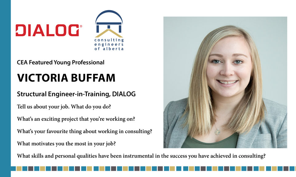 ConsultingEngAB's tweet photo. CEA’s YP Group 2020/2021 ‘Social Media Campaign’ – This weeks' featured CEA Young Professional is Victoria Buffam, DIALOG. Read more: https://t.co/B7h9u3ZQkJ
#CEA #dialogdesign #ConsultingEngineers #ConsultingEngineersofAlberta #YoungProfessional #engineering #engineers https://t.co/2RaUi60Pfi