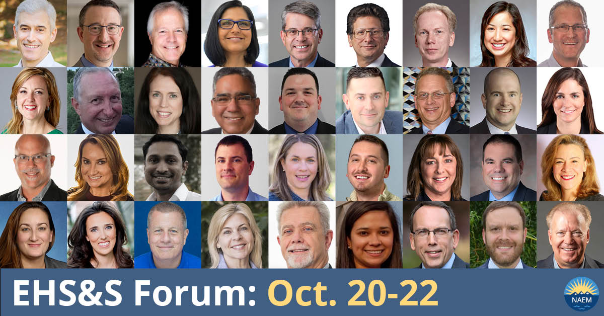 NAEMorg's tweet photo. #EHSForum20 proudly features 70+ leading #EHS &amp; #corporatesustainability experts throughout next week's robust 3-day agenda. Don't miss this once-in-a-year chance to advance your EHS&amp;S program, team and career: Register today! https://t.co/no7nRL0Szl https://t.co/1F6m10hz7V