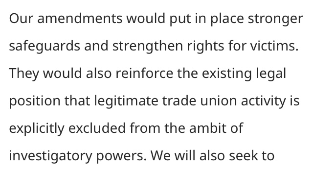 This obvs concedes that the CHIS Bill, unamended, can be used against legitimate trade union activity or to undermine campaigns against injustice, in which case why is it ok to support it even if unamended? If that’s the price you think worth paying, say so and explain why.