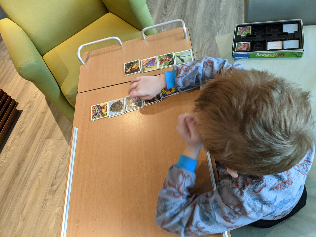 ReginaldGunton's tweet photo. Wyatt engages in a sight vocabulary activity and creates a concrete bar graph of a memory game outcome during respite at RNH @McHughEduCentre @CHEO @RNeilsonHouse #traumainformedteaching #McHughMathMoments https://t.co/yj15xcfdqK