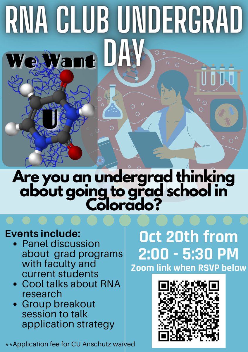 Marisa D Ruehle (@d_ruehle) on Twitter photo Very excited to advertise the Colorado RNA Club Undergrad Day coming up on Tues Oct 20! Please share and use the QR code in the flyer or this link to RSVP! tinyurl.com/y6efcoq7 <a href="/tim_stasevich/">Timothy</a> <a href="/RNA_biologist/">Sujatha Jagannathan</a> <a href="/rnabioco/">RNA Bioscience Initiative | CU Anschutz</a> Very excited to advertise the Colorado RNA Club Undergrad Day coming up on Tues Oct 20! Please share and use the QR code in the flyer or this link to RSVP! tinyurl.com/y6efcoq7 <a href="/tim_stasevich/">Timothy</a> <a href="/RNA_biologist/">Sujatha Jagannathan</a> <a href="/rnabioco/">RNA Bioscience Initiative | CU Anschutz</a>
