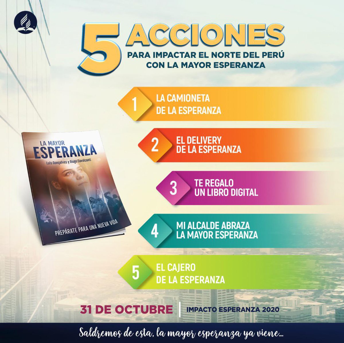 DavidChilon's tweet photo. 🔴 En @AdventistasUPN 📍🇵🇪 5️⃣ acciones para distribuir 750,000 libros físicos 📚 y 1,000.000 de libros digitales 📲 #LaMayorEsperanza. 🙏 Únete a esta campaña que cambiará la historia de miles de vidas. ☺️ https://t.co/kyaSiyYw3D
