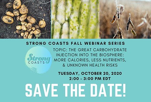 Join us next week for our free webinar with Dr. Irakli Loladze (<a href="/loladze/">Dr. Loladze</a>), The Great Carbohydrate Injection Into The Biosphere: More Calories, Less Nutrients, &amp; Unknown Health Risks, Oct. 20, 2:00 - 3:00 PM ET. Reg &amp; info: strongcoasts.org/event/strong-c… #FEWS #USF #UVA #FOOD #CO2