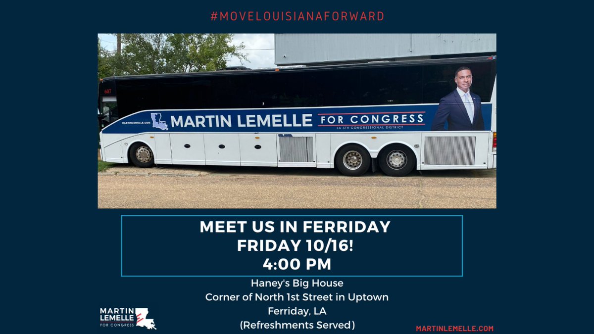 martinlemelle's tweet photo. Hope to see you in #Ferriday this Friday, October 16, at 4pm! I will be visiting with supporters, visitors, and volunteers at Haney's Big House on the corner of North 1st Street in Uptown, Ferriday. See you then! https://t.co/a5i9NDICoc