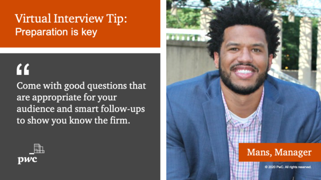 Have a virtual interview scheduled? Head over to Life at PwC IG for #interviewtips: dy.si/Z7vW8