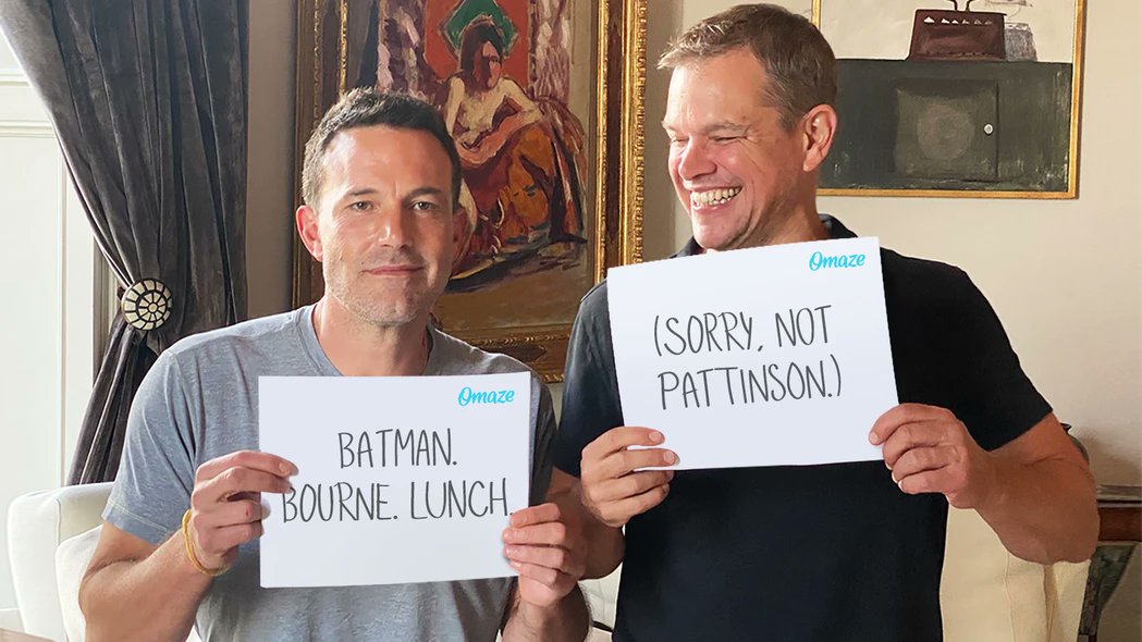 Ben Affleck and Matt Damon working with @omaze to
get lunch with them
All the donations will help @EasternCongo & @Water
¡GO, GO!
Enter now at https://t.co/sdH0URVg5Y https://t.co/KUFoTYQT8a