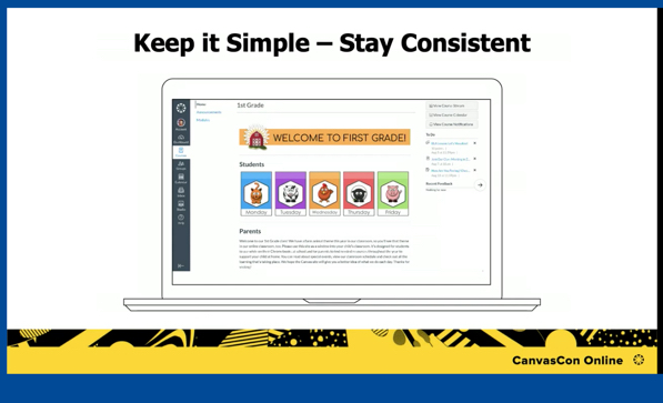 Great message in this keynote! 

⭐Keep it Simple
⭐Stay Consistent
⭐Make is Personal

instructure.com/canvas/pdf/fun…

#CanvasCon2020 #CanvasCon