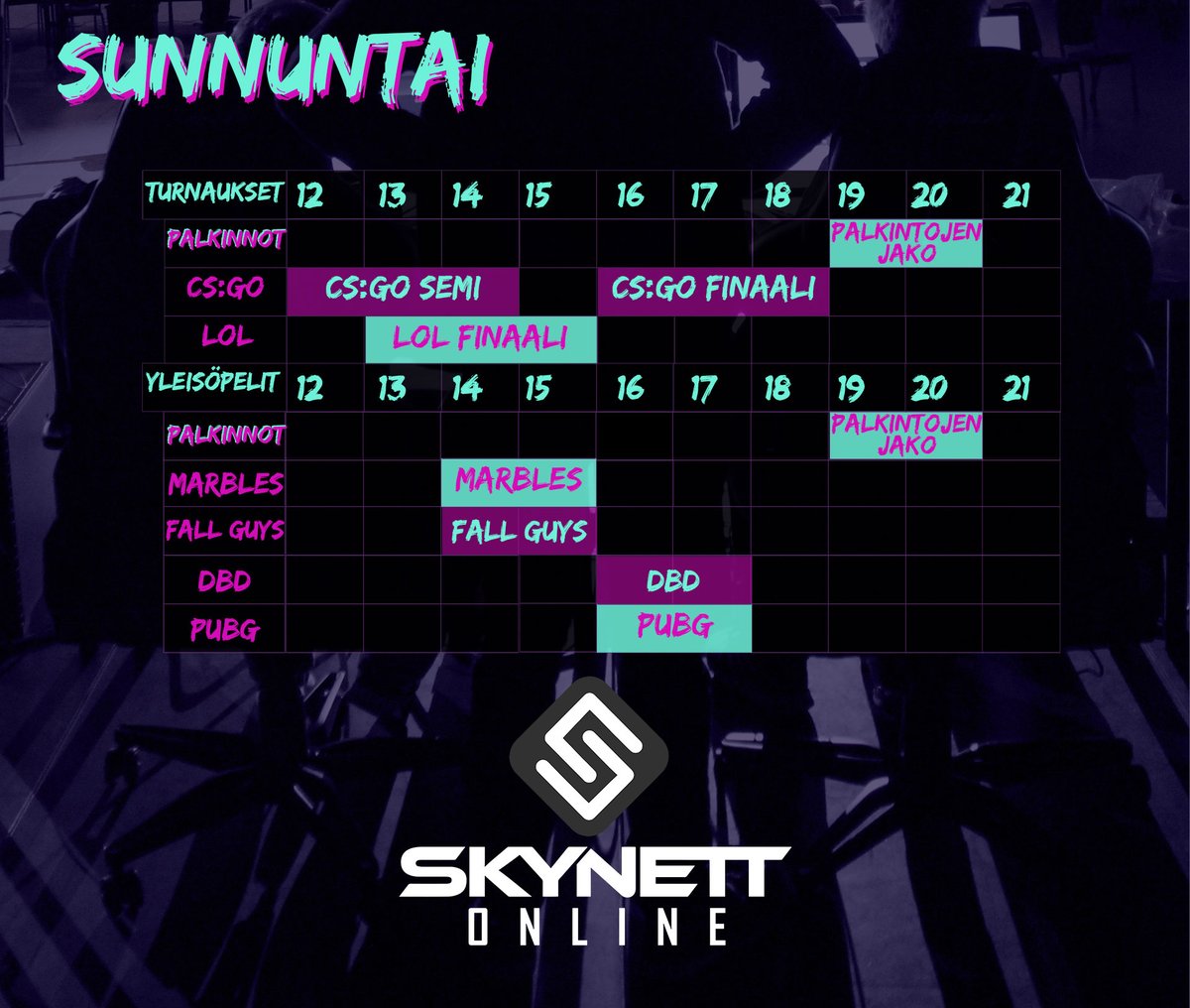 skynettlan's tweet photo. Skynett Online aikatauluun on tullut muutoksia!
Ohjelmaan on virallisesti lisätty D&D ja joidenkin striimien paikkaa on siirretty. Vielä viisi päivää ja sitten mennään!
#esports #gaming #oispalanit #skynett26 #skynett #skynettlan #langames #eurheilu https://t.co/G5jZ56sZcq