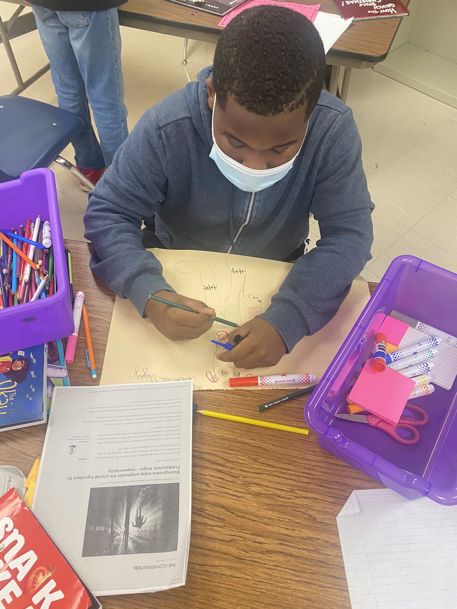 7thWilliamson's tweet photo. Biomedical Engineering lesson: Frankenstein’s Monster.  Some very create mad scientists in 7th grade ELAR #AldineAnywhere #PanthersMakeItMatter https://t.co/GkyLBvI4bk