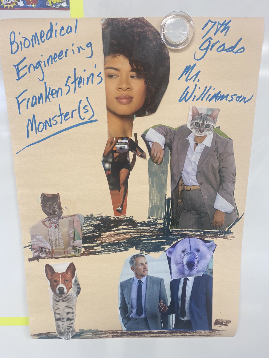 7thWilliamson's tweet photo. Biomedical Engineering lesson: Frankenstein’s Monster.  Some very create mad scientists in 7th grade ELAR #AldineAnywhere #PanthersMakeItMatter https://t.co/GkyLBvI4bk