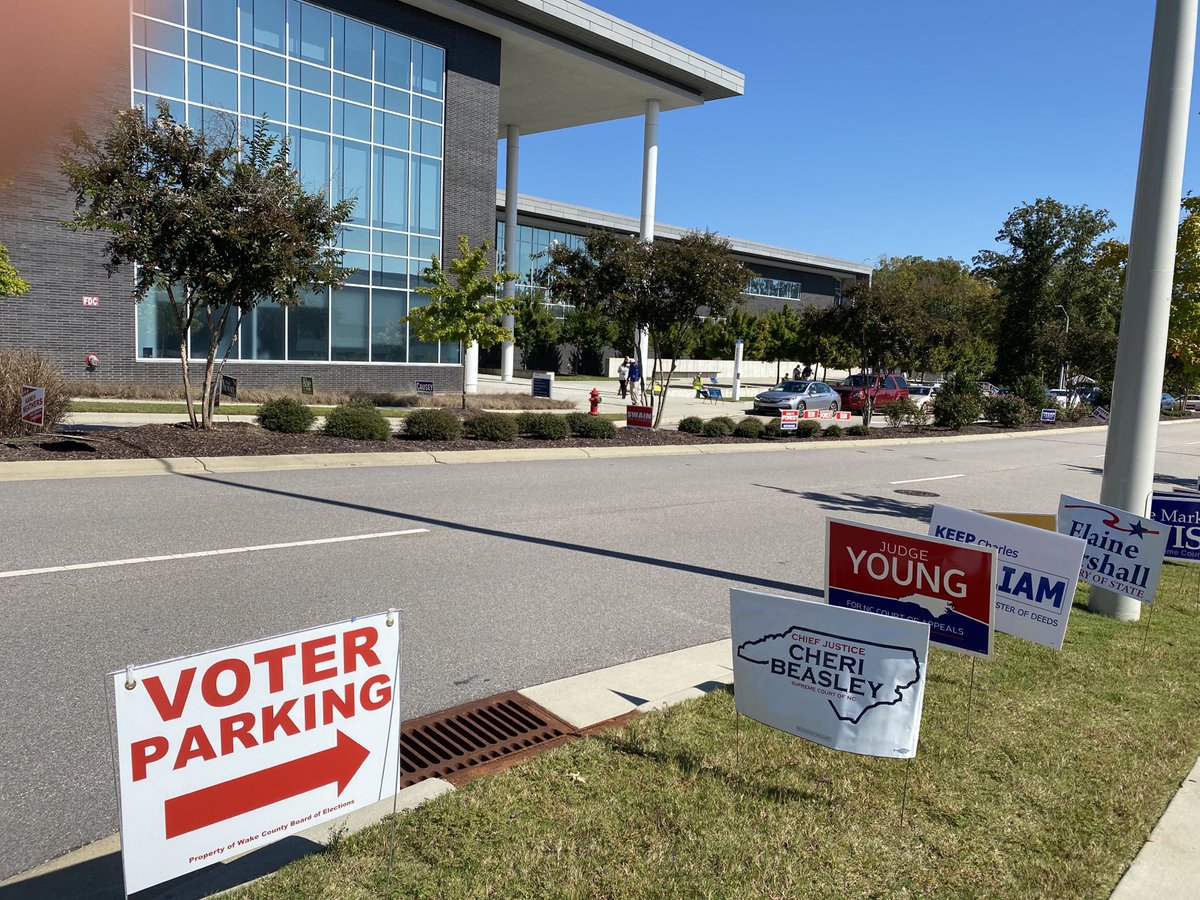 WakeTechPrez's tweet photo. Lots of folks lined up as early voting starts today.  Both ⁦⁦@waketechcc⁩ gyms on our Northern and Southern campuses are voting sites this election cycle. https://t.co/anLTzPae08