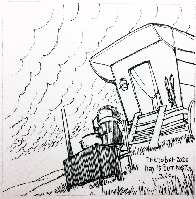 10/15: OUTPOST

もしもし、そちらはどうですか?私は元気です。
Hello, how are you doing? I'm fine.

#inktober2020 #inktober2020day15 #Pavot #ペン画 