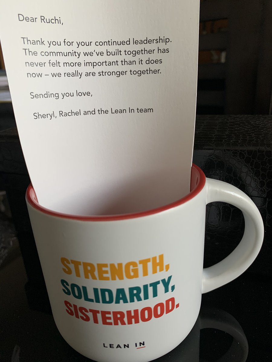 RuchiAngrish's tweet photo. Together we are stronger. Together we are braver. Thanks @sherylsandberg @RachelSThomas @LeanInOrg team for this reminder & this lovely mug. The love, support, empowerment our #LeanInCommunity provides to every circle member has never felt more important than now #LeanInTogether https://t.co/6hNElT5big