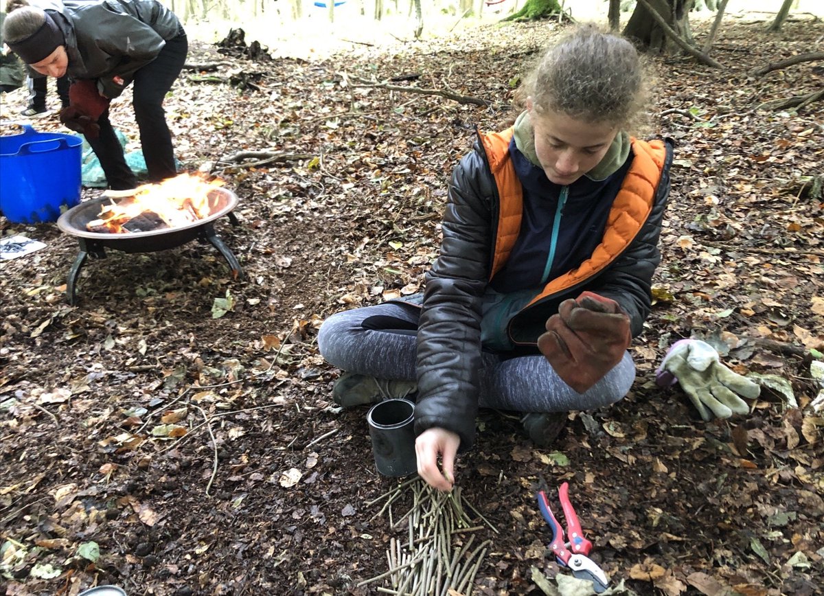 sjcssalisbury's tweet photo. The St Joseph's 'Woodland Warriors' spent the day at the Devenish Reserve making charcoal for pencils and notepads, campfire bread and setting up camp in hammocks! #wildwellbeing #getoutdoors #campfirebread #hammocks @wiltswild @WiltsWildlife https://t.co/Jv1YMA6jZD